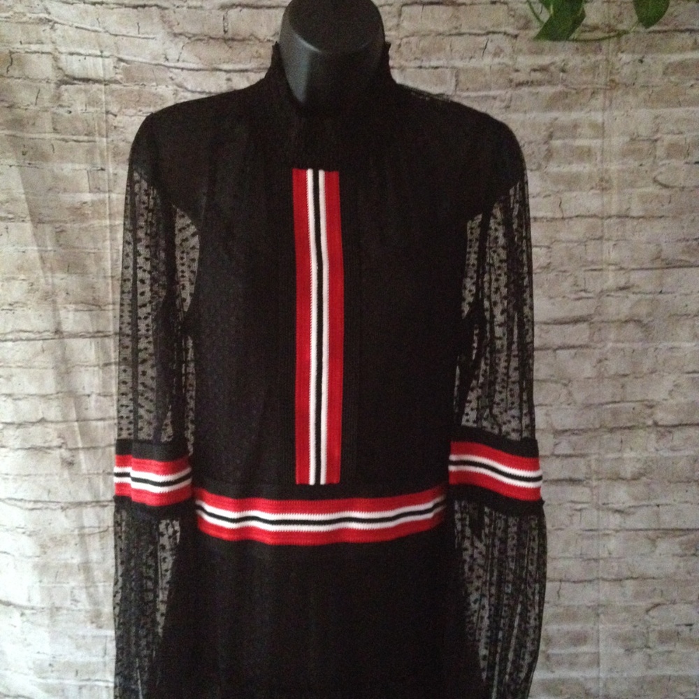 Black lace long sleeve layered maxi dress - Picture 5 of 7